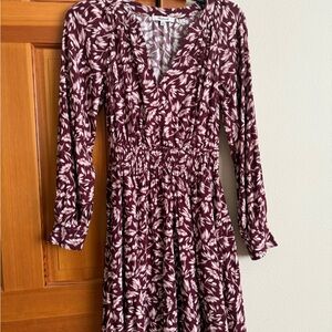 Like new Madewell Red and Pink Bishop Sleeve V-Neck Sundress